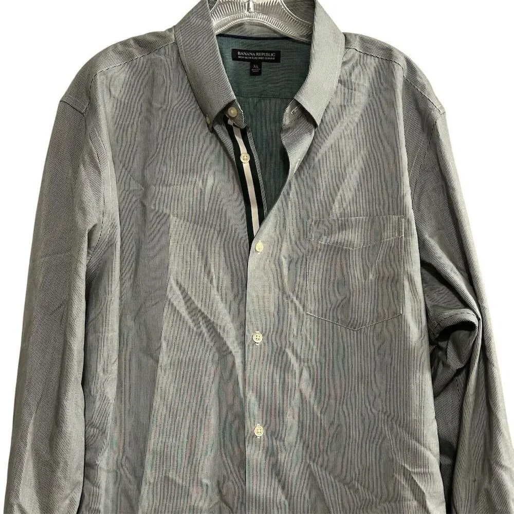 Banana Republic Men's‎ XL Green Slim Fit Non-Iron Dress Shirt Long Sleeve